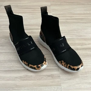 Michael Kors Textured Knit Black Animal Print Stretch Bootie Boot Sneaker 8 - Picture 1 of 8