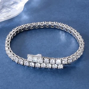 Bracciale Tennis Donna Argento Sterling 925 Moissanite Tono Oro Bianco Gioielli - Foto 1 di 14