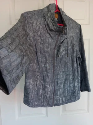 Ruby Rd Cinch Funnel Neck Silver-Gray Lightweight Jacket Women's 12 - Image 1 of 4