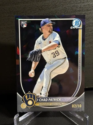 2025 Bowman Chrome Sapphire Chad Patrick Black Refractor /10 #28 Brewers Rookie - Image 1 of 2