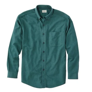 LL Bean Mens Green Houndstooth Wicked Good Flannel Button Shirt Size LARGE - Picture 1 of 10