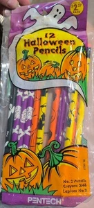 Vintage NOS Halloween #2 Pencils PENTECH 90s Skulls Spiders Ghosts 12pk - Picture 1 of 2
