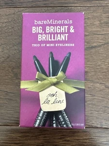 bareMinerals Big & Bright Eyeliner Zestaw ołówków Czarne złoto Diament Midnight Moon - Zdjęcie 1 z 3
