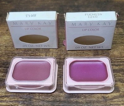 Mary Kay Lip Color (square)  Plum 1199 & Fuschia 1210 Discontinued .09oz. NEW. - Image 1 of 4