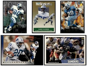 Barry Sanders 5 Card Lot, 1991 -97 Upper Deck, Pinnacle, Fleer, etc. (EX-NM) - Picture 1 of 12