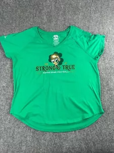 Notre Dame Strong and True Semi-Fitted V Neckl T Shirt Womens 2XL Green - Picture 1 of 9