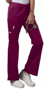 NWT! Cherokee Women’s Workwear Core Stretch Cargo Scrub Pants 4044 Sz S Wine - Picture 1 of 7