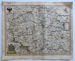 1640 BOHEMIA CZECHIA MAP by WILLEM BLAEU antique AUTHENTIC hand colored - Picture 1 of 5