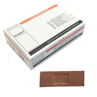 1 Box Steroplast Steroflex Flexible Elastic Fabric Large 7.5 x 2.5cm Plasters