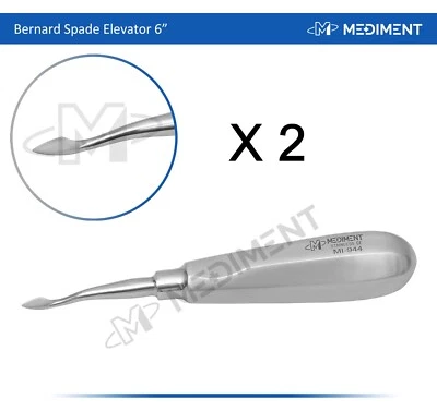 MEDIMENT 2 X Dental Surgery Elevator Bernard Spade 6'' Length Root Extraction,Luxating