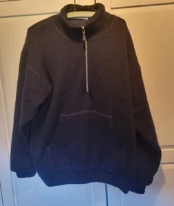St Michael Marks & Spencer 1/4 Zip Jumper Size Medium Navy Pure New Wool - Picture 1 of 11