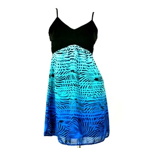 Nicole Miller Dress 4 Black Blue Ombré Chiffon Geometric Spagetti Strap Cocktail - Picture 1 of 7