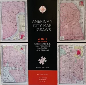 American City Maps Jigsaw Puzzle 4 Cities 1000 Pieces Each - Picture 1 of 2