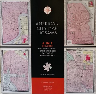 American City Maps Jigsaw Puzzle 4 Cities 1000 Pieces Each - Image 1 of 2