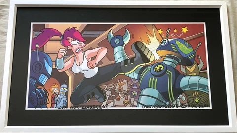 Matt Groening signed auto Zoidberg doodled Futurama 2017 SDCC poster FRAMED JSA Cover