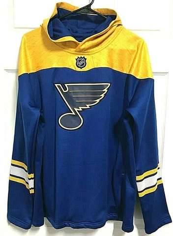 ST LOUIS BLUES Logo Youth Blue Gold Pullover Hooded Sweatshirt XL (18-20) NHL Cover
