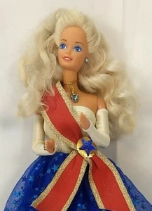 Vtg Mattel UNICEF Barbie 1989 Complete Jewelry Sleeves Gown Sash Shoes EUC - Picture 1 of 7