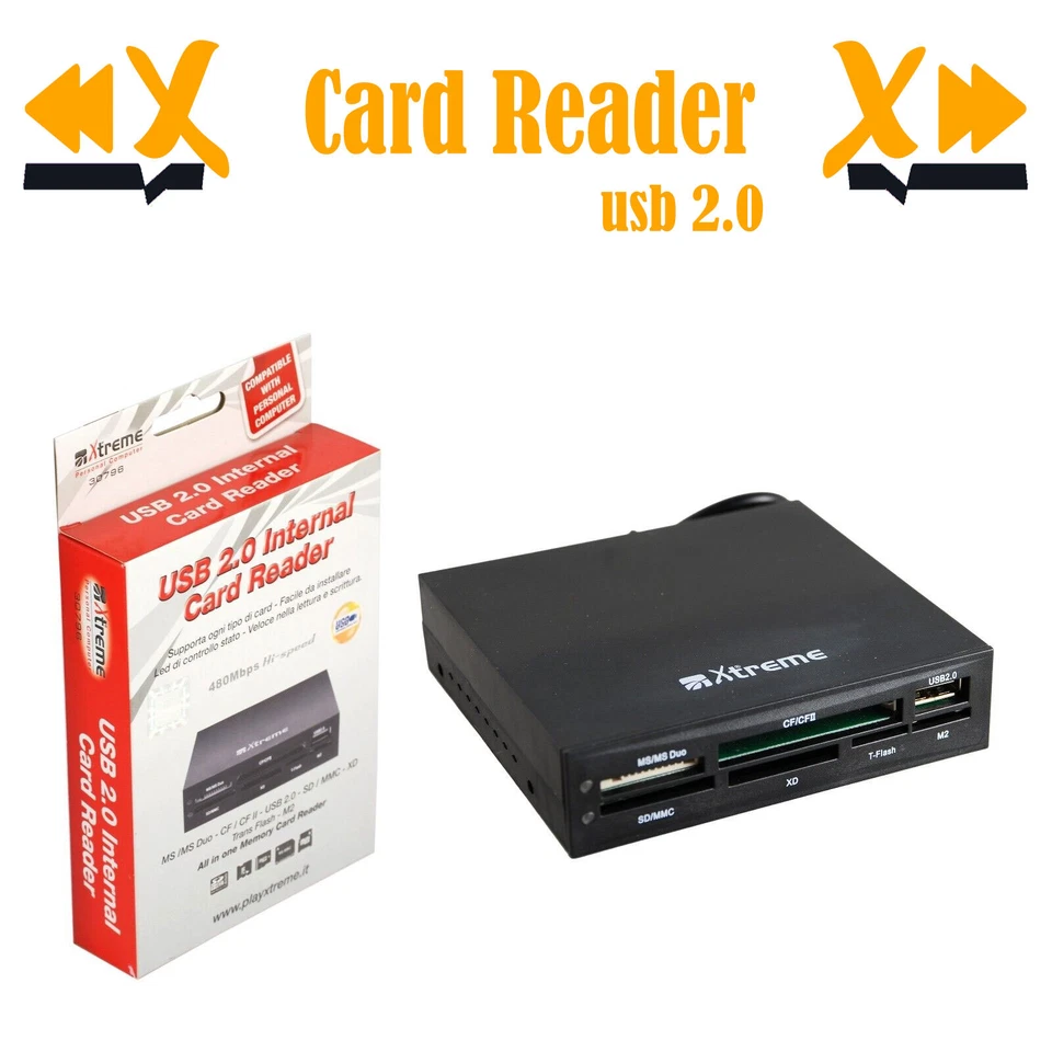 Xtreme Card Reader interno USB 2.0 compatibile con schede SD MMC MS M2 xd