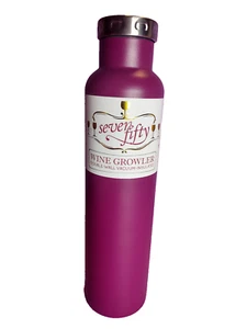 750 Wine Growler Bottle Burgundy Stainless Steel Double Wall Vacuum Insulated - Picture 1 of 7