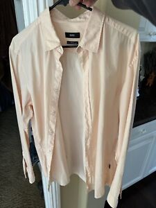 Hugo Boss Slim Fit Long Sleeve Button Up Dress Shirt Size L Large Coral