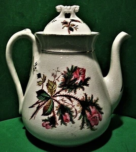 Marked Brague China Antique Ironstone Moss Rose Coffee/Teapot Very Rare 1800s - Picture 1 of 9