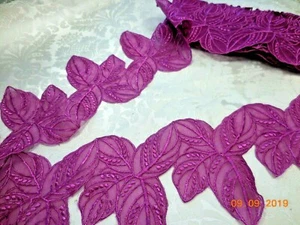 10Y Lot Vintage Purple Botanical Design Lace Trim 6"W Beautiful! 0023 - Picture 1 of 9
