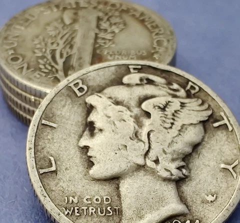 5 Mercury Dimes 90% Silver Junk Cover