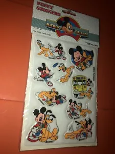 VTG Walt Disney Mickey & Friends Mouse & Pluto Puffy Sticker Sheet MIP 1980s/90s - Picture 1 of 3
