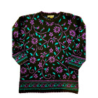 Dana Scott Vtg 80'S Y2k Tunic Sweater Womens Medium Purple Floral Long Sleeve