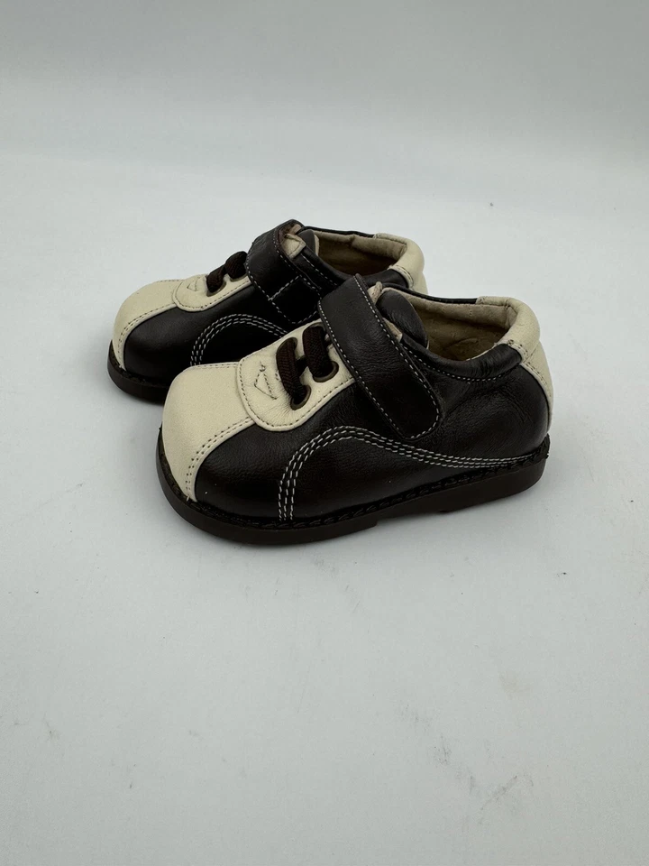 Zapatos Bebé Niño Talla 3 VER KAI RUN Cuero 2 Tonos Marrón Y Crema Nunca Entraron Foto 1 de 4