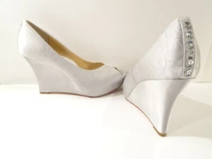 Sandalias de tacón Hey Lady by The Leung Twins plataforma punta abierta cuña piedra talla 7 - Imagen 1 de 9