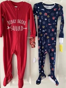 2 Pair NWT CARTER’S - Footed Cotton Sleeper Pajamas Size 24M  & 2T - Picture 1 of 2