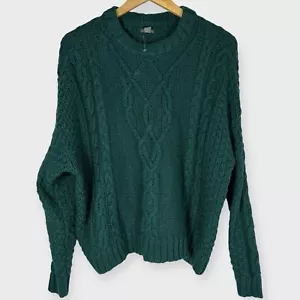 Aerie Pullover Damen mittelgrün Grobstrickpullover mit Zopfmuster kuschelig Oversize - Bild 1 von 7