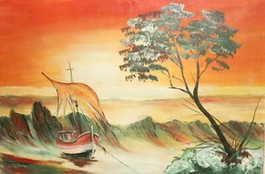 Vintage fauvist oil painting landscape/seascape - Imagen 1 de 12