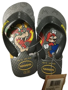 Chanclas Havaianas Mario Bros Bowser Mario Niño Pequeño Talla 9C Gris Tanga Sandalias - Imagen 1 de 16