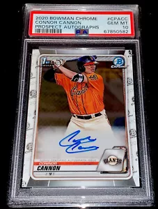 2020 Bowman Chrome 1st Connor Cannon Prospect Auto #CPA-CC PSA 10 LOW POP - Bild 1 von 11
