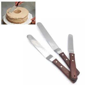 3PC Set Cake Decor Angle Spatula Palette Knife Icing Spreader Stainless Smoother - Picture 1 of 4