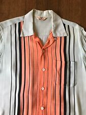 Vintage 50s Men's Short Sleeve Loop Shirt With Vertical Stripes Rockabilly