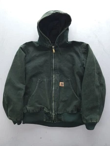 Carhartt J168 SPC Active Bomber Jacket Green Full-Zip Workwear Canvas Large - Picture 1 of 11