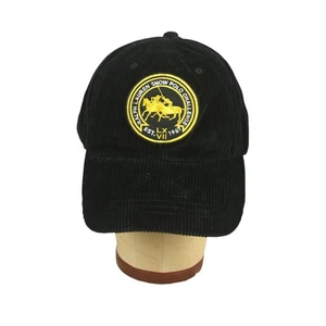 Vtg RALPH LAUREN Black Corduroy Hat SNOW POLO CHALLENGE Patch Baseball cap NEW - Picture 1 of 10