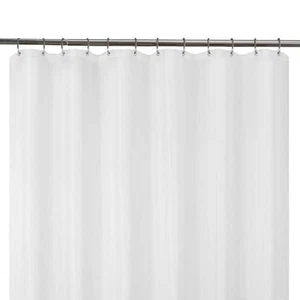 72 in. W x 70 in. L 100% Waterproof Striped Fabric Shower Curtain Liner in White - Picture 1 of 6