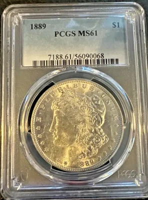 1889 $1 Morgan Dollar - MS61 - PCGS - Image 1 of 4