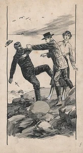FAUSTKAMPF AUF DEN KLIPPEN Feder & Tusche Illustration um 1910 - Bild 1 von 1