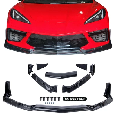 Parachoques delantero para Chevrolet Corvette C8 Z51 2020-2025 aspecto de fibra de carbono Foto 1 de 4