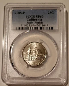 2005 P Silver California State Quarter Satin Finish SP69 PCGS - Picture 1 of 2