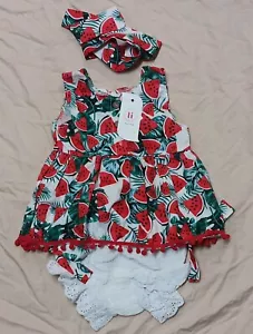 Baby Clothes Girls Summer Outifits Cute Shorts Tops 3 Piece 9m -12m iT! - Picture 1 of 6