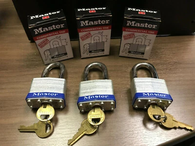 Lot of 3 Master Lock Maximum Security Commercial Padlock 1MK M1....NOS - Image 1 of 4