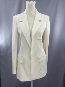 NWT Massimo Dutti Women’s Open Front Tailored Off White Blazer Size 2 - Picture 1 of 16