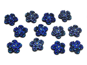 100 cabujones florales azules profundos de acrílico con respaldo plano de 11 mm adornos hágalo usted mismo - Imagen 1 de 6