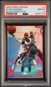 2003 TOPPS CHROME BLACK REFRACTOR #3 ALLEN IVERSON 409/500 PSA 8 - Picture 1 of 2